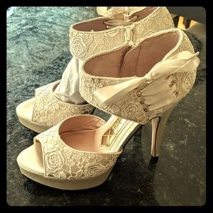 Ivory open toe heels